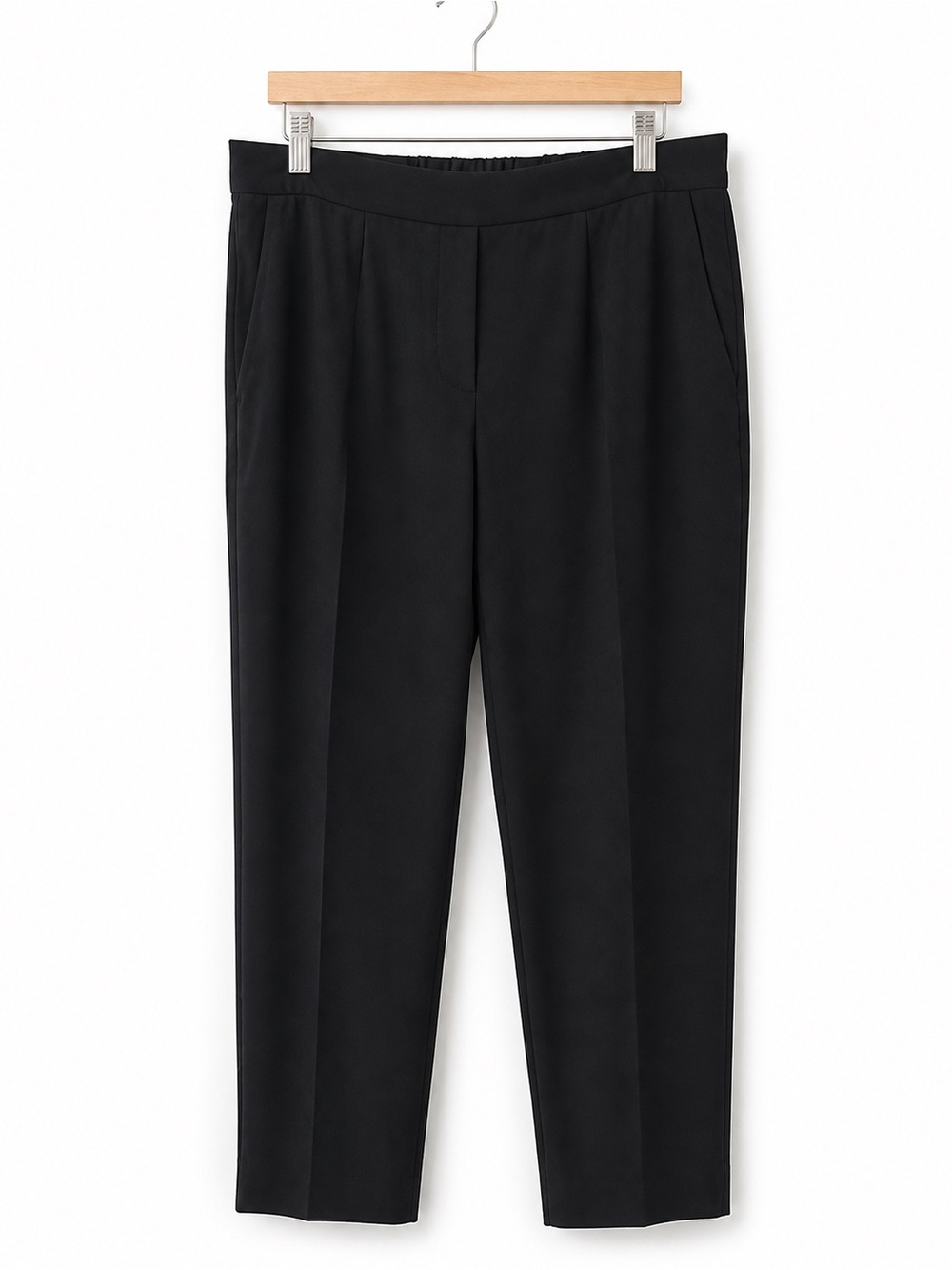 Babaton Black Triacetate Pull-On Dress Pants Elastic Waist Tailored Work